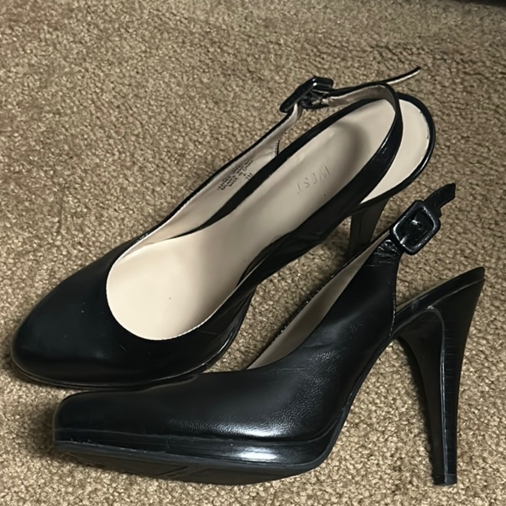 Nine West Black Stiletto Slingback Heels